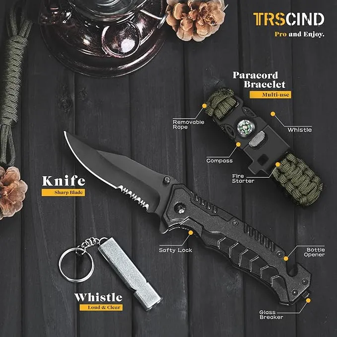 Gifts for Men Dad Husband Him, Christmas Stocking Stuffers Birthday Gifts Idea for Boyfriend Man, Survival Kit 14 in 1, Survival Gear and Equipment, Fishing Hunting Camping Accessories, Cool Gadgets