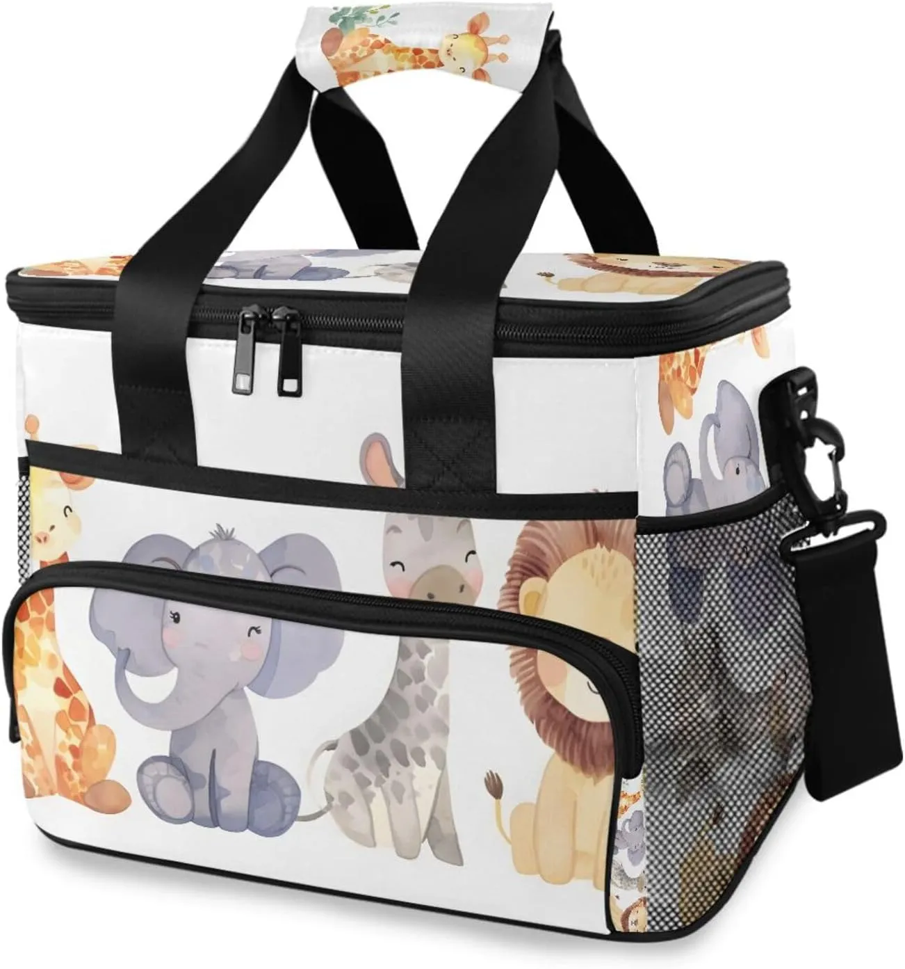 Giraffe Elephant Forest Animal Cooler Bag Insulated Cooler Soft Sided Cooler 24 Can Portable Picnic Bag Large Leakproof Lunch Bag Box for Beach Grocery Camping Travel Car Men Women