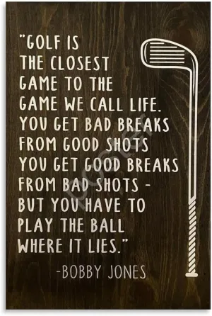 GJEIUD Bobby Jones Classic Golf Quotes Poster Canvas Painting Wall Art Poster for Bedroom Living Room Decor 08x12inch(20x30cm), Unframe-style
