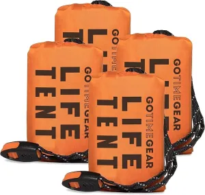 Go Time Gear Survival Life Tent • 2 Person Mylar Emergency Shelter Tube Tent   Paracord • All-Weather Protection for Camping, Hiking, & Survival Kits • Includes Emergency Whistle
