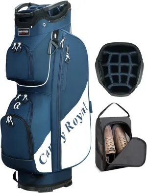 Golf Cart Bag: 14 Way Full Length Divider Top Lightweight Golf Bag with Cooler Handles Rain Cover and Golf Shoe Bag
