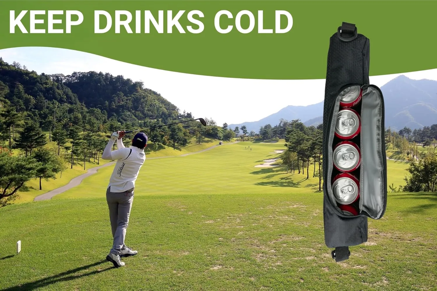 Golf Cooler Bag - Portable Soft Insulated, Leakproof Cooler Holds a 6 Cans or 2 Wine Bottles.