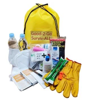 Good 2 Go -- 2 Person Civil Defence Survival Kit in draw string bag