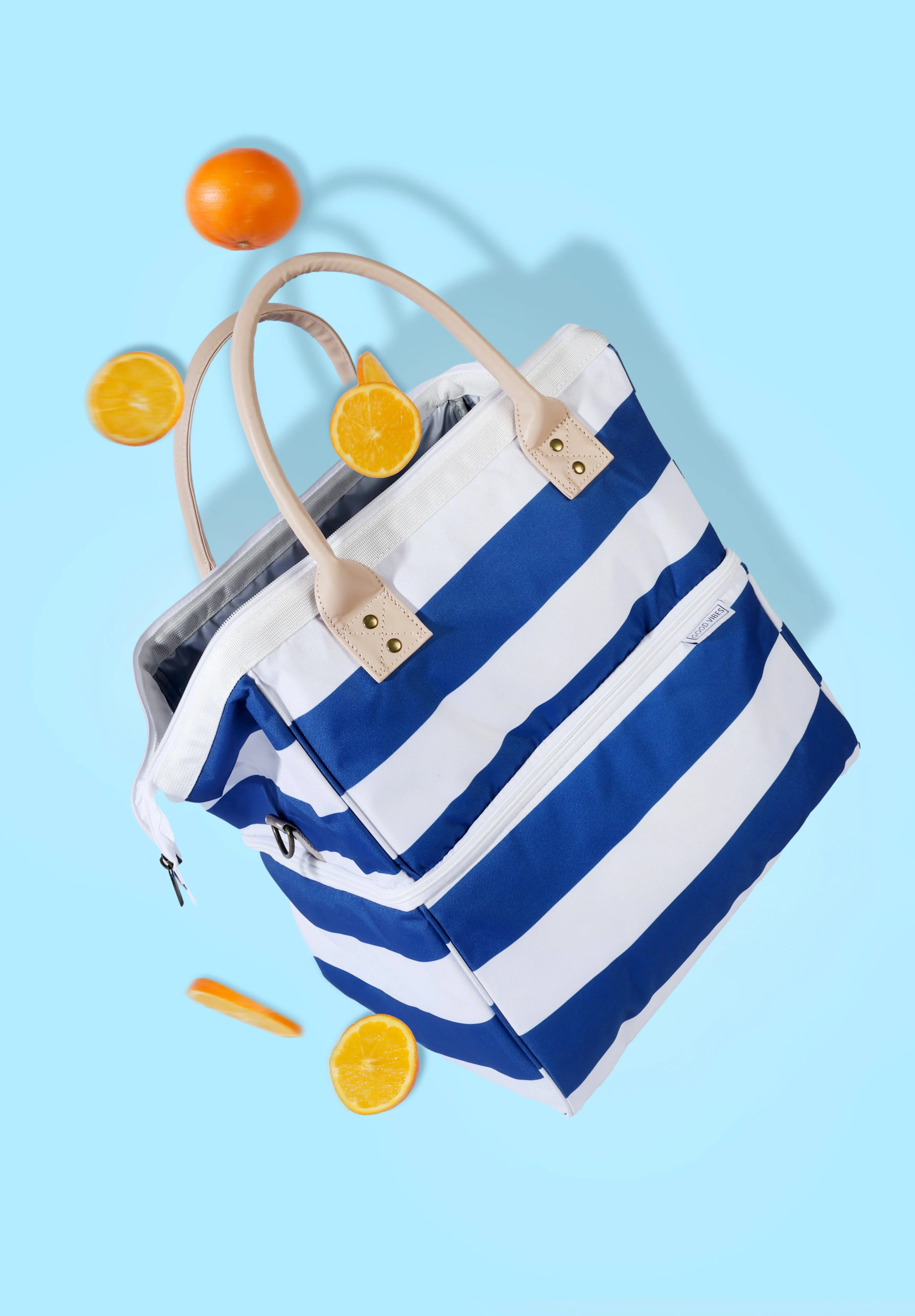 Good Vibes™ Premium Insulated Picnic Cooler Bag, Carry Handles, 2 Separate Compartments, Holds 24  Cans  - Hamptons Navy
