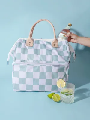 Good Vibes™ Premium Insulated Picnic Cooler Bag, Carry Handles, 2 Separate Compartments, Holds 24  Cans - Sage Check