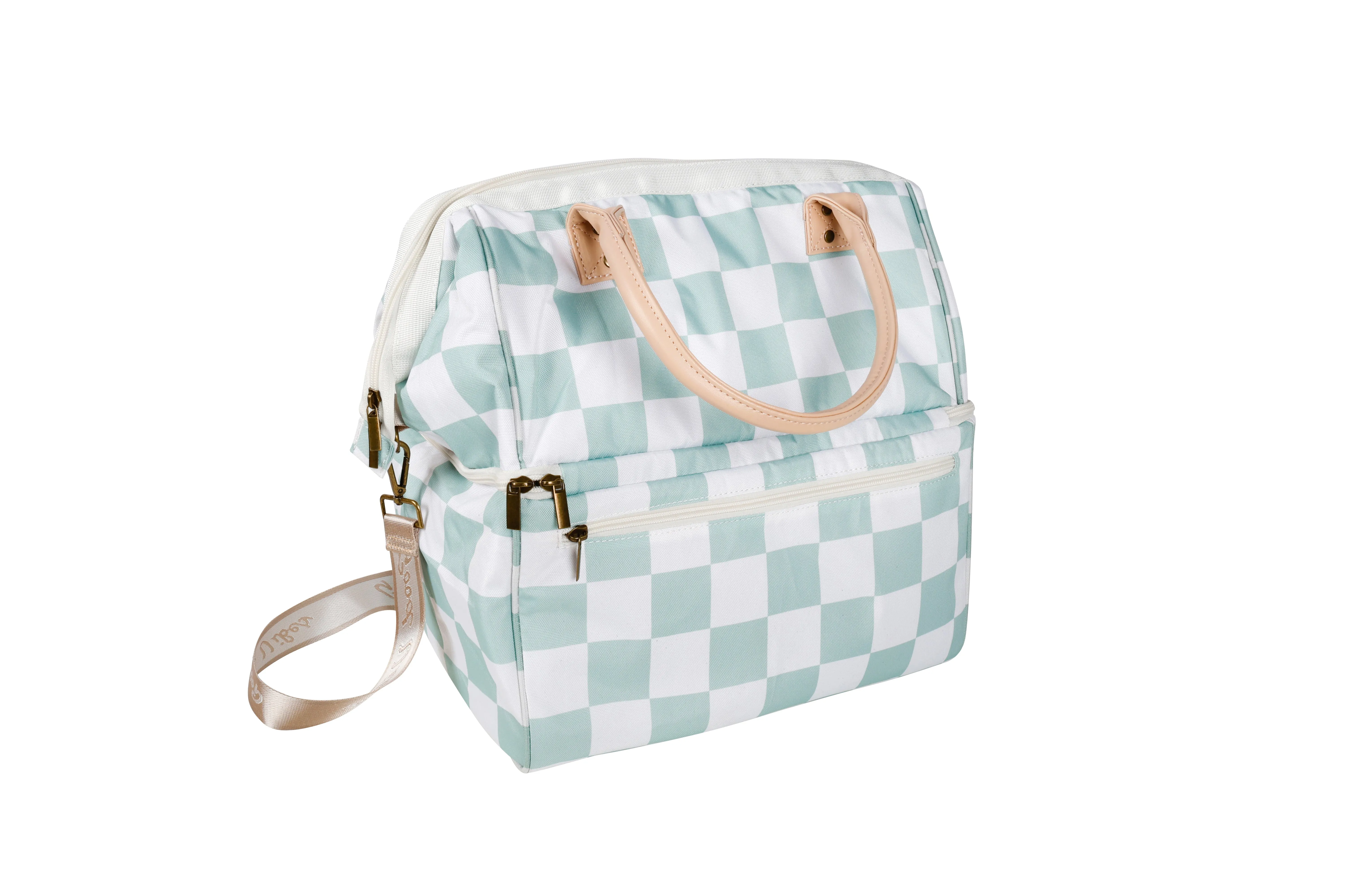 Good Vibes™ Premium Insulated Picnic Cooler Bag, Carry Handles, 2 Separate Compartments, Holds 24  Cans - Sage Check