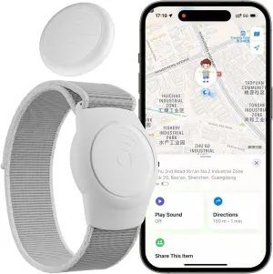 GPS Tracker for Kids (iOS only), Teen, Special Needs, and Elderly, Real-Time GPS Locator Watch Band Works with Find My (iOS Only) APP, Mini Hidden GPS Tracking Device for iOS,Waterproof,No Monthly Fee