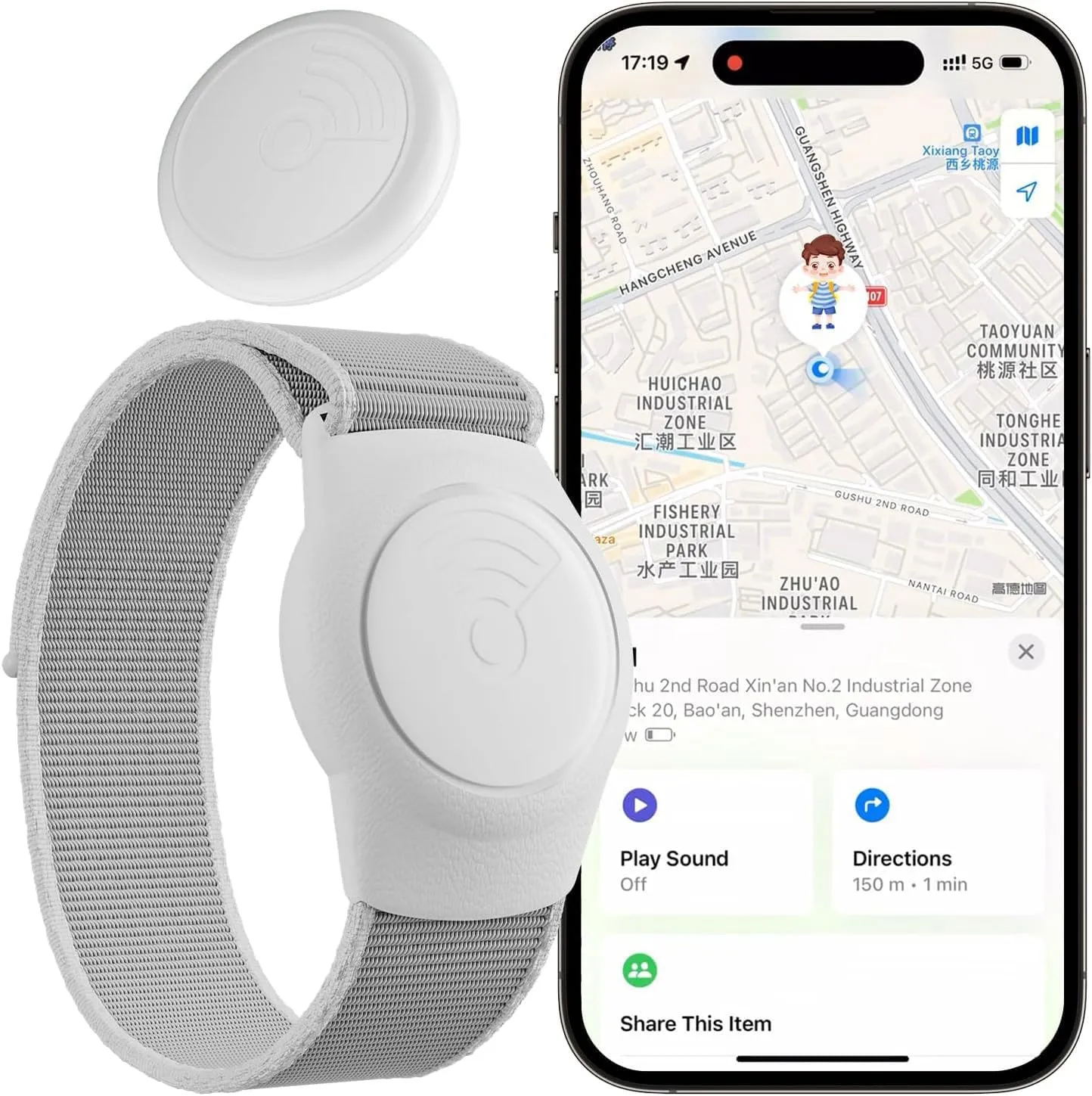 GPS Tracker for Kids, Teens, Special Needs etc, Worldwide Real-Time Kids GPS Tracking Bracelet Includes GPS Tracker and Adjustable Loss Prevention Wristband, Waterproof, No Monthly Fee (White)