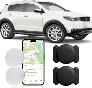 GPS Tracking Device for Vehicles,2 PCS No Subscription GPS Tracker for Car Work with Find My (iOS Only), Mini Car Tracker Device Hidden with Waterproof Case, Real Time Tracking