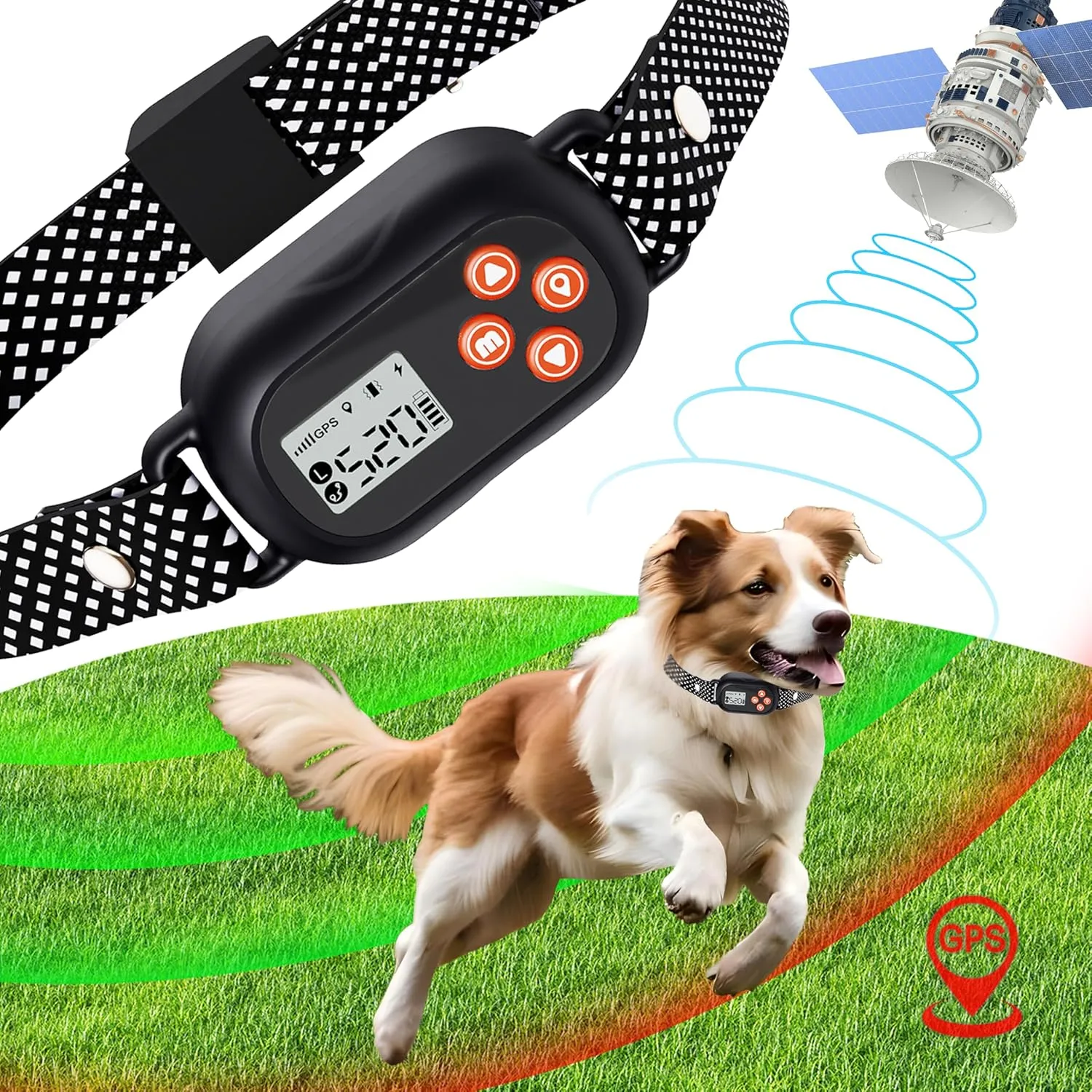 GPS Wireless Dog Fence System, Electric Fence for Dogs, Up to 25-999 Yards Adjustable Wireless Pet Fence, Waterproof Outdoor Dog Fence, Rechargeable Dog Collar for Small/Medium/Large Dogs