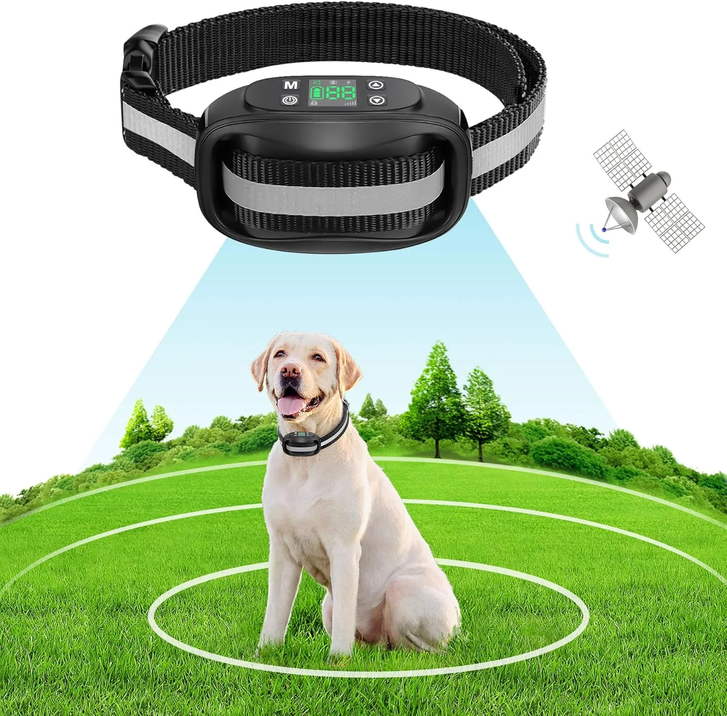 GPS Wireless Dog Fence System, Electric Pet Containment System by GPS Signal Boundary with Waterproof & Rechargeable Collar Receiver Radius 33-1083 Yards, Black