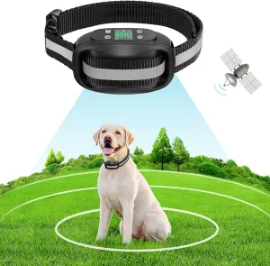 GPS Wireless Dog Fence System, Electric Pet Containment System by GPS Signal Boundary with Waterproof & Rechargeable Collar Receiver Radius 33-1083 Yards, Black