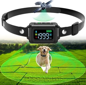GPS Wireless Dog Fence System, Invisible & Electric Fence for Dogs, Wireless Dog Fence for Outdoor Use, Control Distance from 33 Yards to 1999 Yards，Waterproof Rechargeable Collar for Dogs