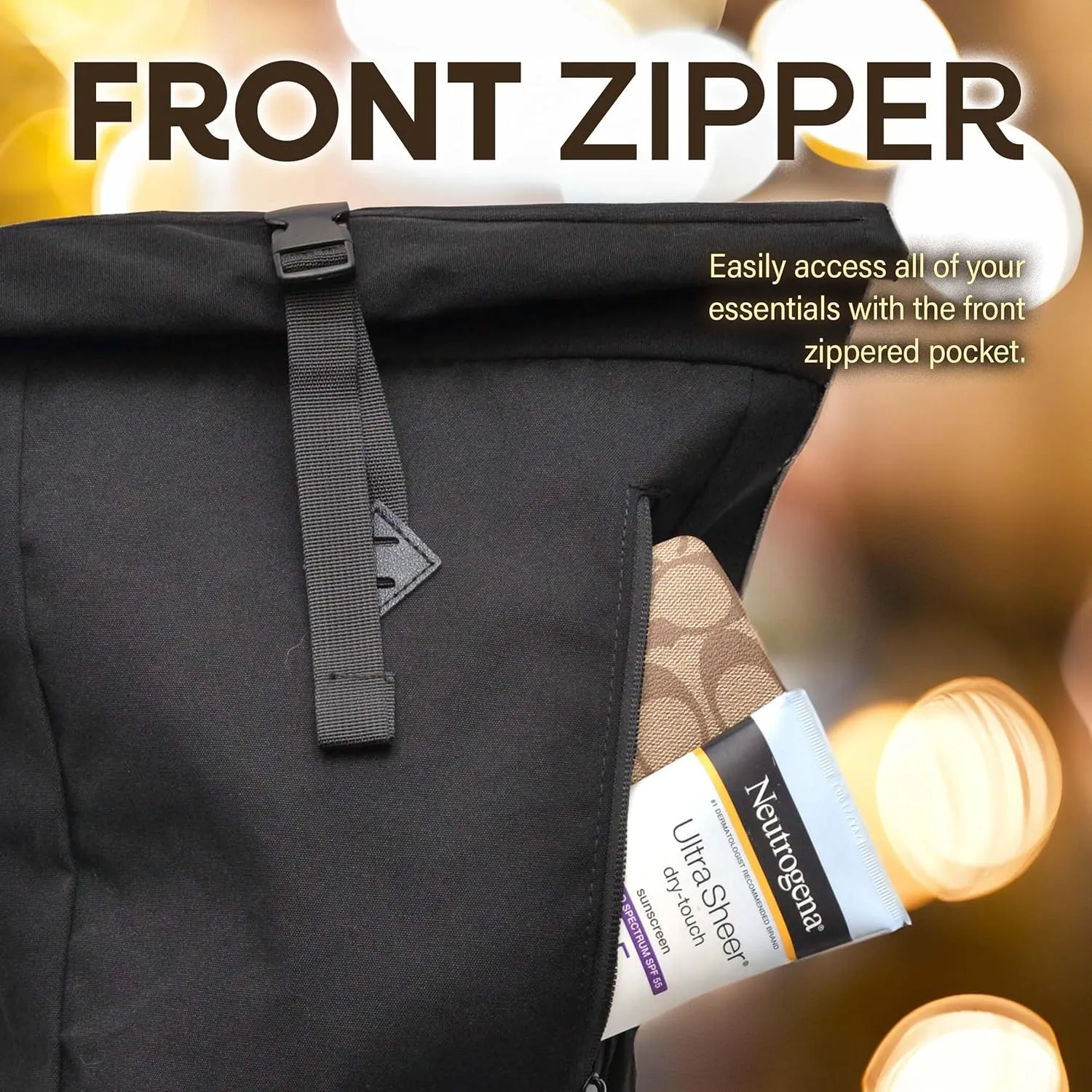 Gray Rolltop Backpack - 15x10x3.5 In Adventure-Ready Roll Top Backpacks in Water-Resistant Polyester, 7.5 Liter Capacity Roll Up Backpack with Tablet Sleeve, Back Zipper, and External Pocket