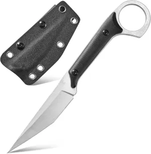GTK140 Fixed Blade Knife, D2 Steel Blade G10 Handle EDC Tool Knife for Outdoor Camping Hiking Hunting(silver)