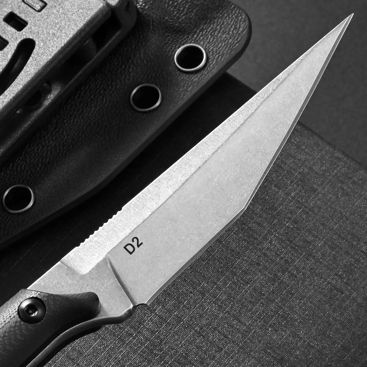 GTK140 Fixed Blade Knife, D2 Steel Blade G10 Handle EDC Tool Knife for Outdoor Camping Hiking Hunting(silver)