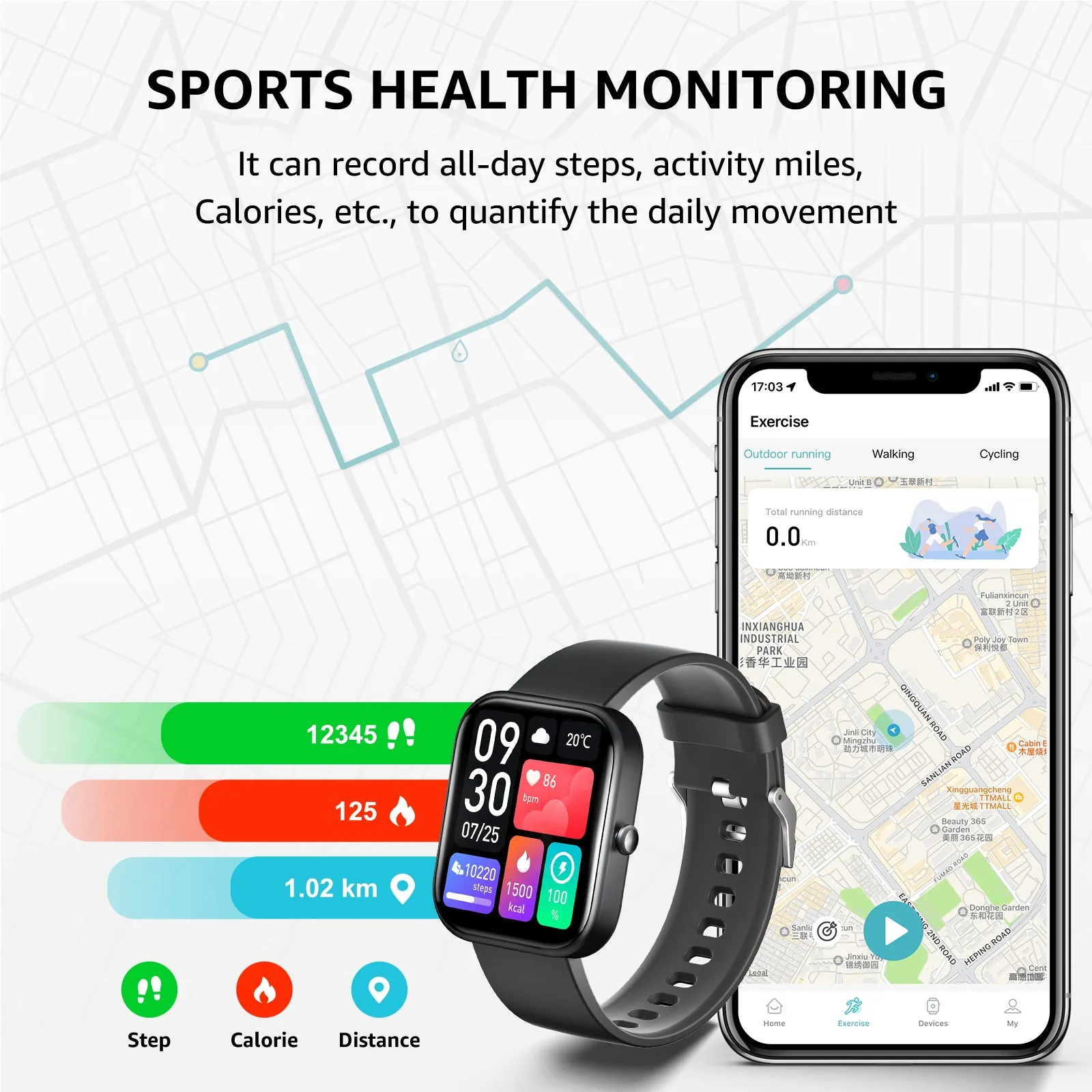 GTS6 Smartwatch - 2" HD Touch Screen Bluetooth GPS Sport Health & Fitness Tracker