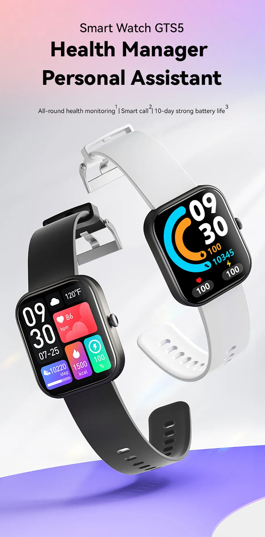 GTS6 Smartwatch - 2" HD Touch Screen Bluetooth GPS Sport Health & Fitness Tracker