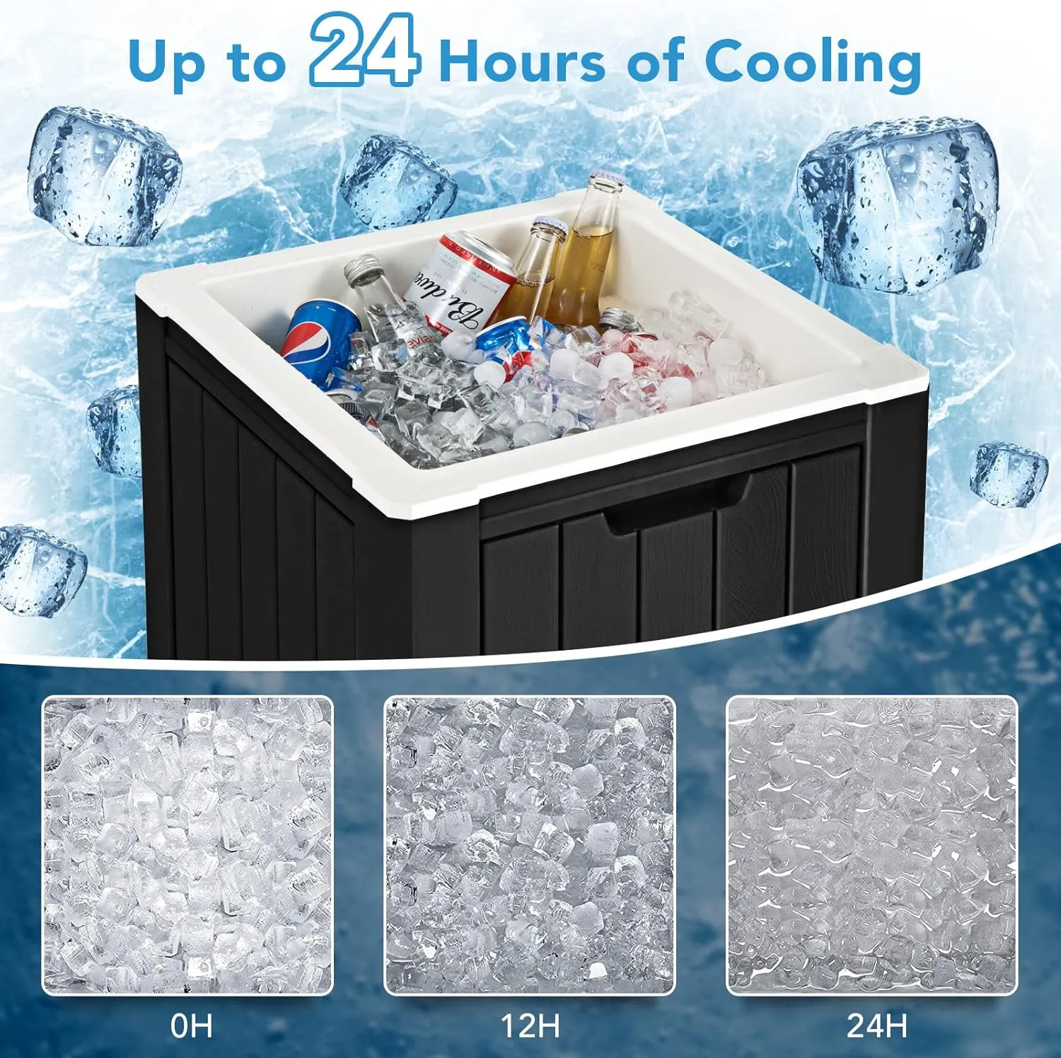 GYMAX Camping Cooler, Insulated 40 Qt Heavy Duty Ice Chest with Built-in Handles and Detachable Lid, Keeps Ice for 24H, Multifunctional for Beach, Picnic, Camping Outdoors