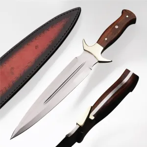 H & H BLADES Handmade D2 Steel Dagger Knife with Sheath | 15" Fixed Blade Hunting Knife for Men | Bushcraft Survival Knife Best for Camping, Fishing, Hunting and Other Outdoor Activities