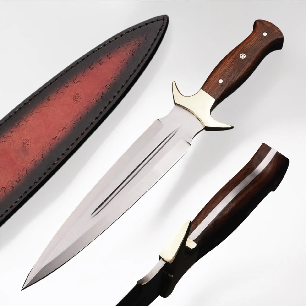 H & H BLADES Handmade D2 Steel Dagger Knife with Sheath | 15" Fixed Blade Hunting Knife for Men | Bushcraft Survival Knife Best for Camping, Fishing, Hunting and Other Outdoor Activities