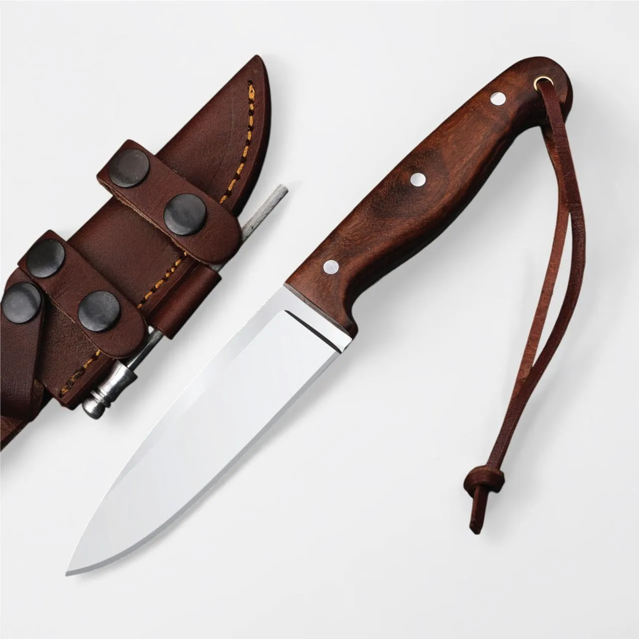 H & H BLADES Handmade D2 Steel Skinning Knife | 10 Inch Fixed Blade Hunting Knife with Leather Sheath | Bushcraft Survival Knife Best for Fishing, Camping and Outdoors