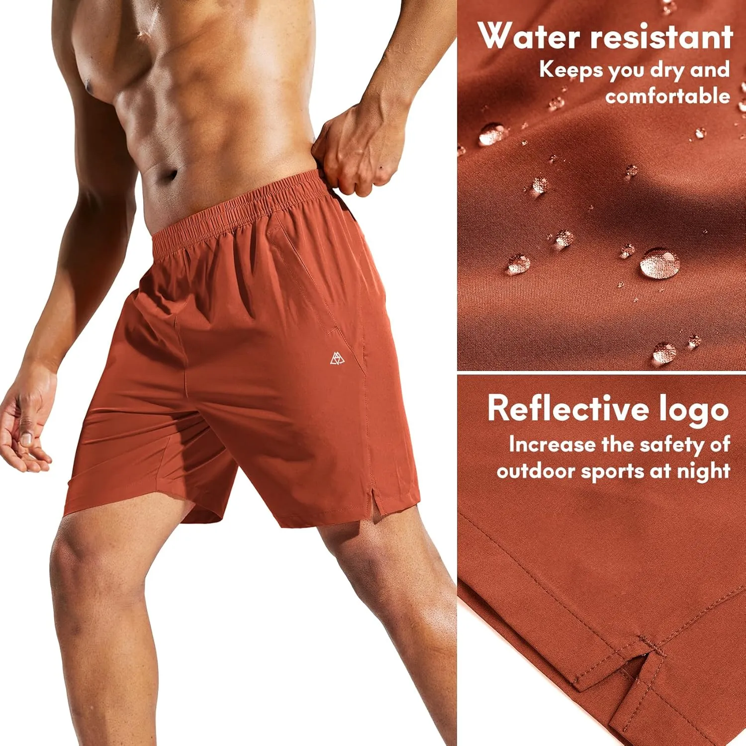 Haimont 7 Inch Athletic Running Shorts Men Dry Fit Lightweight Workout Shorts with Zipper Pockets No Liner, Quick Dry