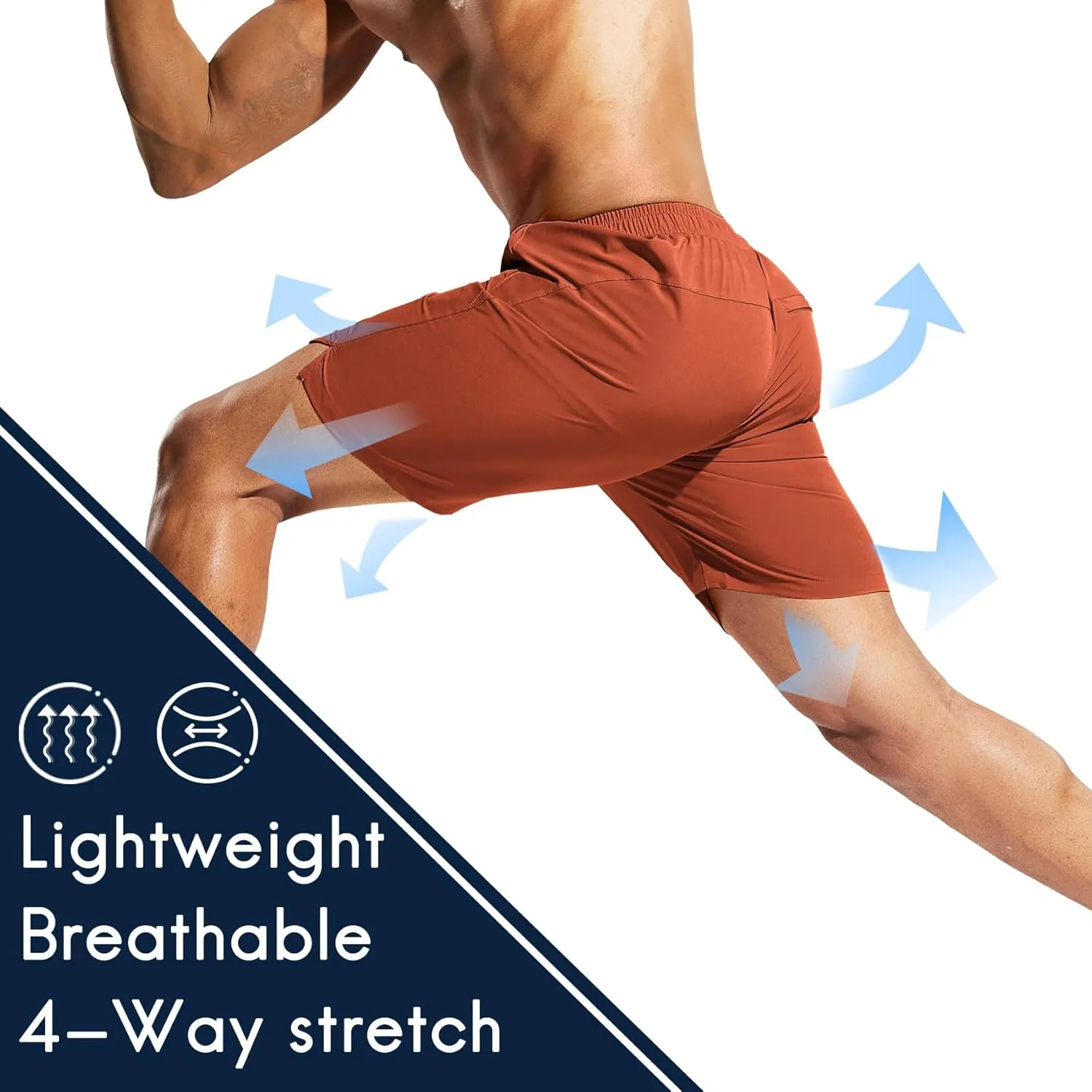 Haimont 7 Inch Athletic Running Shorts Men Dry Fit Lightweight Workout Shorts with Zipper Pockets No Liner, Quick Dry