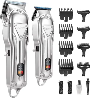 Hair Clippers for Men Professional, Cordless Clipper and Trimmer Set, Clippers for Hair Cutting Kit with Long Battery Life, Electric Hair Trimmer for Family Barber Kids Use (Sliver)