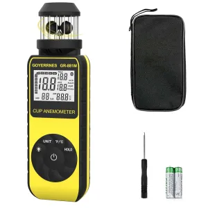 Handheld Cup Anemometer with Compass, 93MPH Digital Wind Speed Meter, CFM Air Flow Wind Velocity Measuring Device Gauges for Outdoor Sailing Surfing Drone Flying HVAC