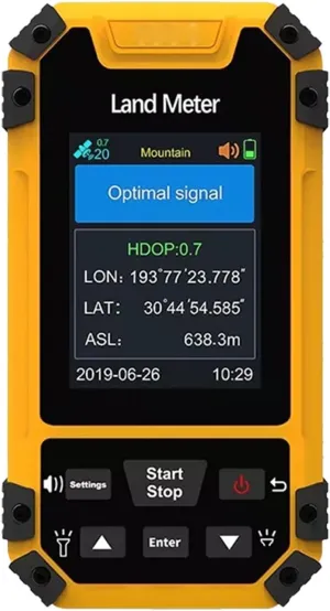Handheld Land Area Meter, GPS Measurement with Voice Prompts, Color Display for Real time Trajectory Graphics and Data Export