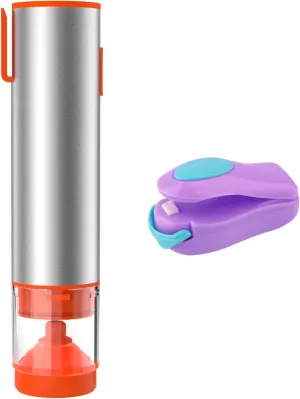 Handheld Vacuum Sealer Accessory, Mason Jars & Sous Vide Bags – Compact, Cordless, 60kPa Strong Suction, LCD Display – Includes 4 Reusable Lids & 10 Vacuum Bags (No Included Handheld Vacuum Sealer）