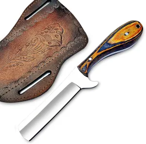 Handmade D2 Steel Bull Cutter, 8' Full Tang Fixed Blade Cowboy Knife with Leather Sheath - Hunting & Camping Knife Gifts for Men