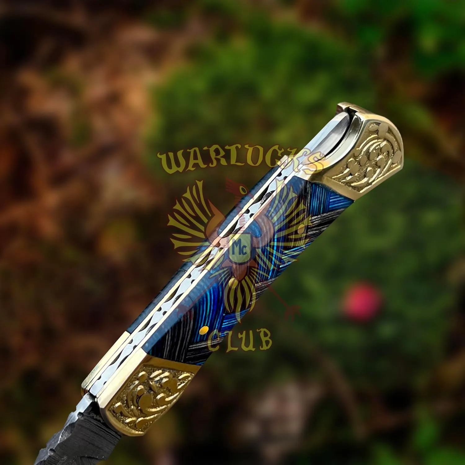 Handmade Damascus Pocket Knife with Sheath