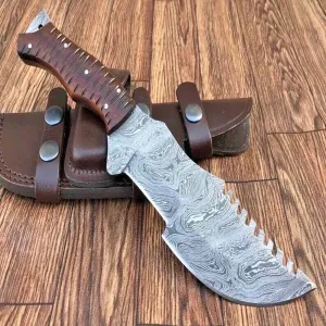 Handmade Damascus Tracker Knife with Fixed Blade