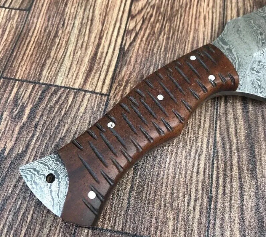 Handmade Damascus Tracker Knife with Fixed Blade