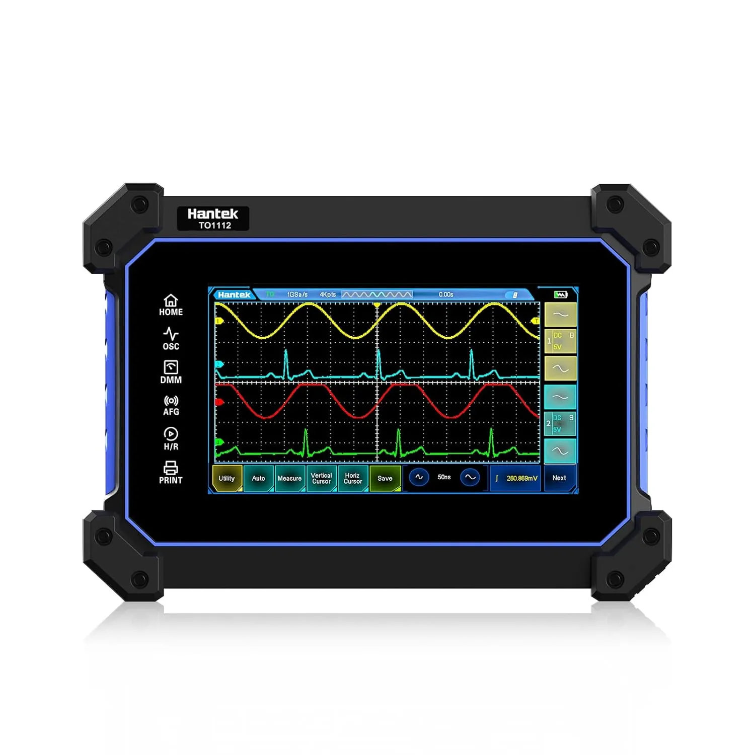 Hantek TO1112 Touch Screen Tablet Oscilloscope, 2 Channel Handheld Digital Oscilloscope, 110MHz