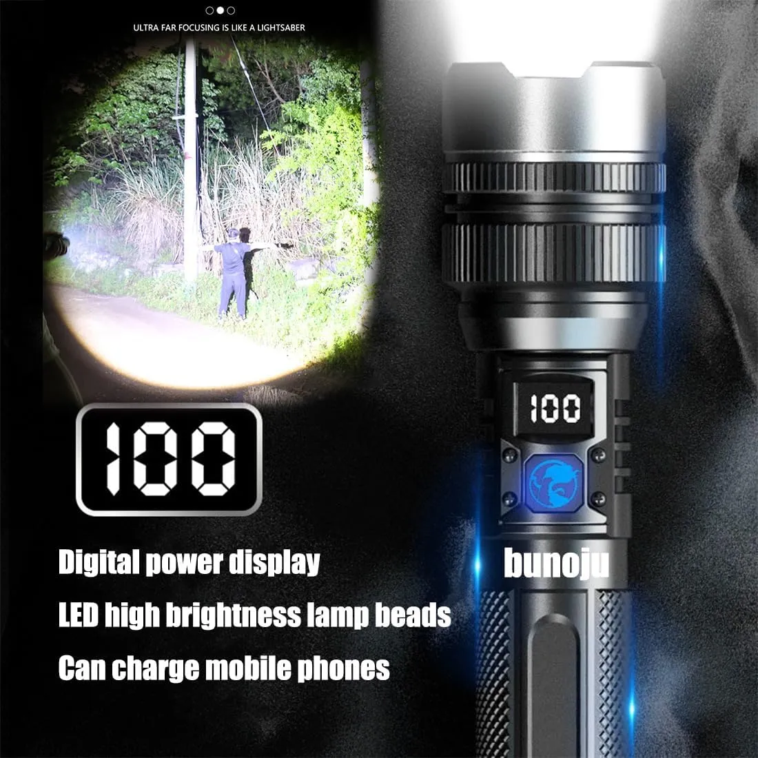 Happytion Flashlight, 2000 High Lumens Happytion Survival Flashlight, The Ultimate Tactical Flashlights, IPX5 Waterproof, Mechanical Zoomable, Emergencies Handheld Torch for Outdoor (1PC)