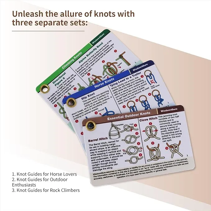 Harrison Howard Wisdom4Sure Comprehensive Knot Card Collection Horse, Outdoor, and Climbing Knots Card Set Waterproof Knot Tying Cards Ultimate Knot Guides