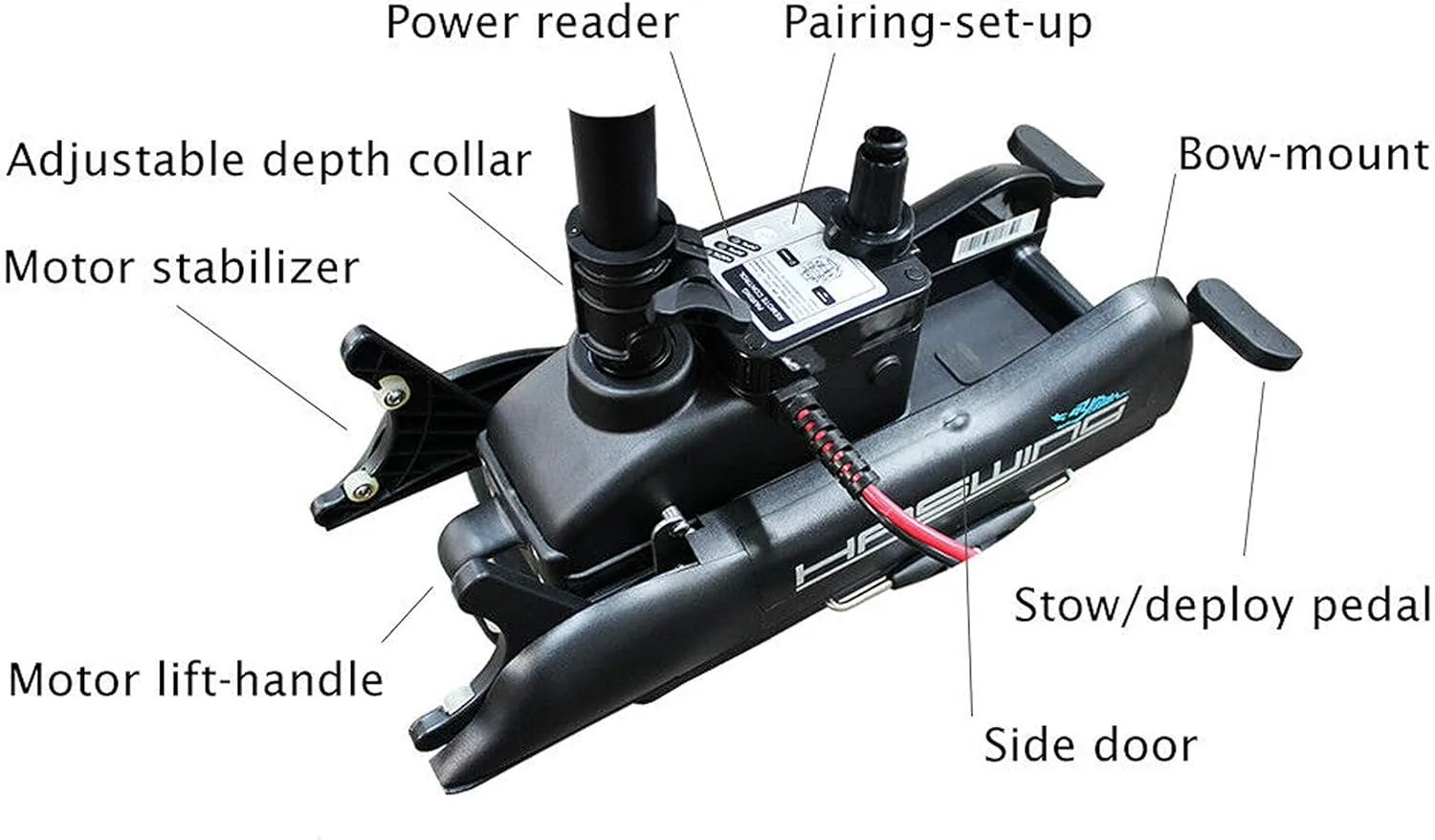 HASWING Boat Electric Trolling Motor – 12V 54" 55lbs Cayman GPS Shaft Bow Mount Portable Fishing Boat Saltwater Freshwater with Wireless Remote Control 50736-137W