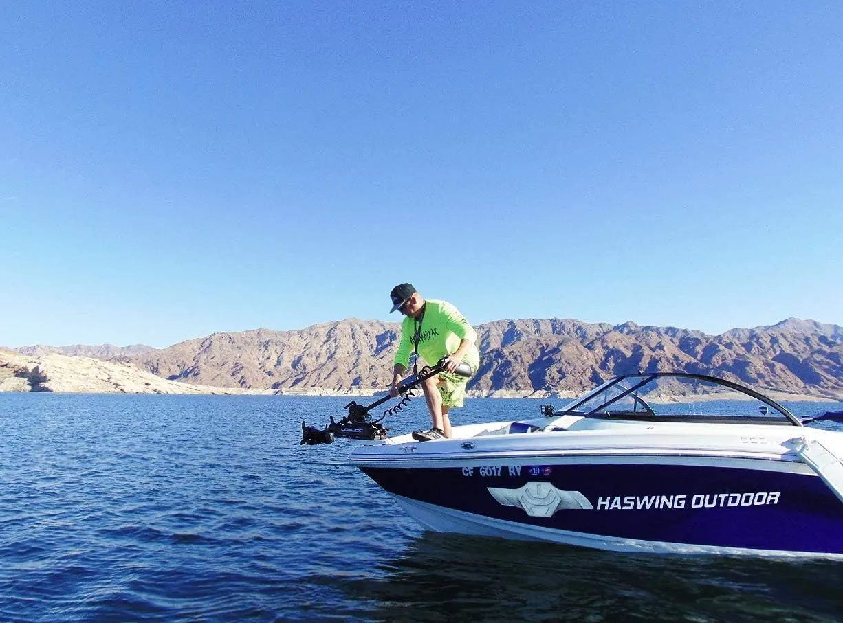 HASWING Boat Electric Trolling Motor – 12V 54" 55lbs Cayman GPS Shaft Bow Mount Portable Fishing Boat Saltwater Freshwater with Wireless Remote Control 50736-137W