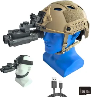 Head&Helmet Mounted Night Vision Goggles with Head Strap, 5X Magnification,940nm IR,400M Night Vision Riflescope 1.4“ HD Round Screen, Aluminum Alloy Body, for Hunting, Fishing,Camping,Surveillance
