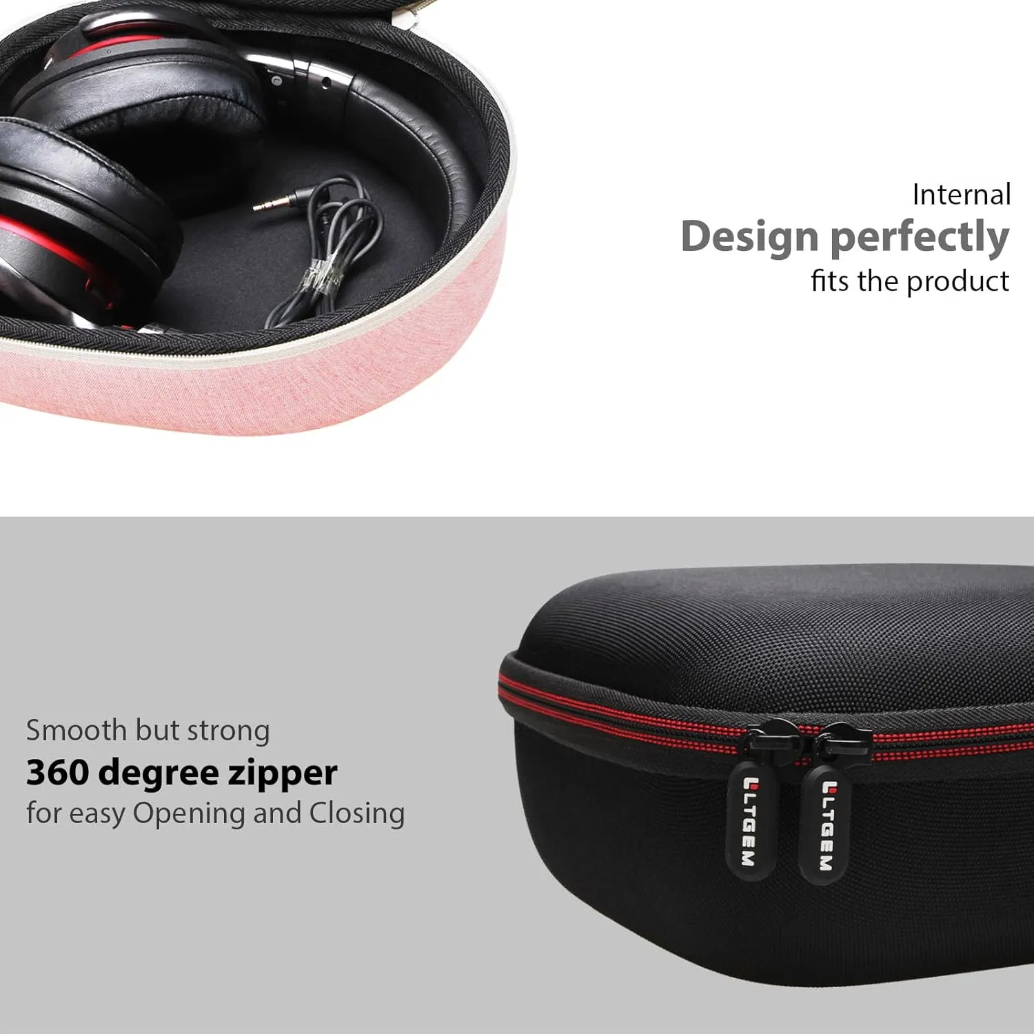 Headphone Headset Case Compatible with JBL, Beats, Sony, Soundcore Anker, Raycon, TOZO, SteelSeries, Logitech, Jabra, Bose, Audio-Technica, Sennheiser Headphones, Red Black