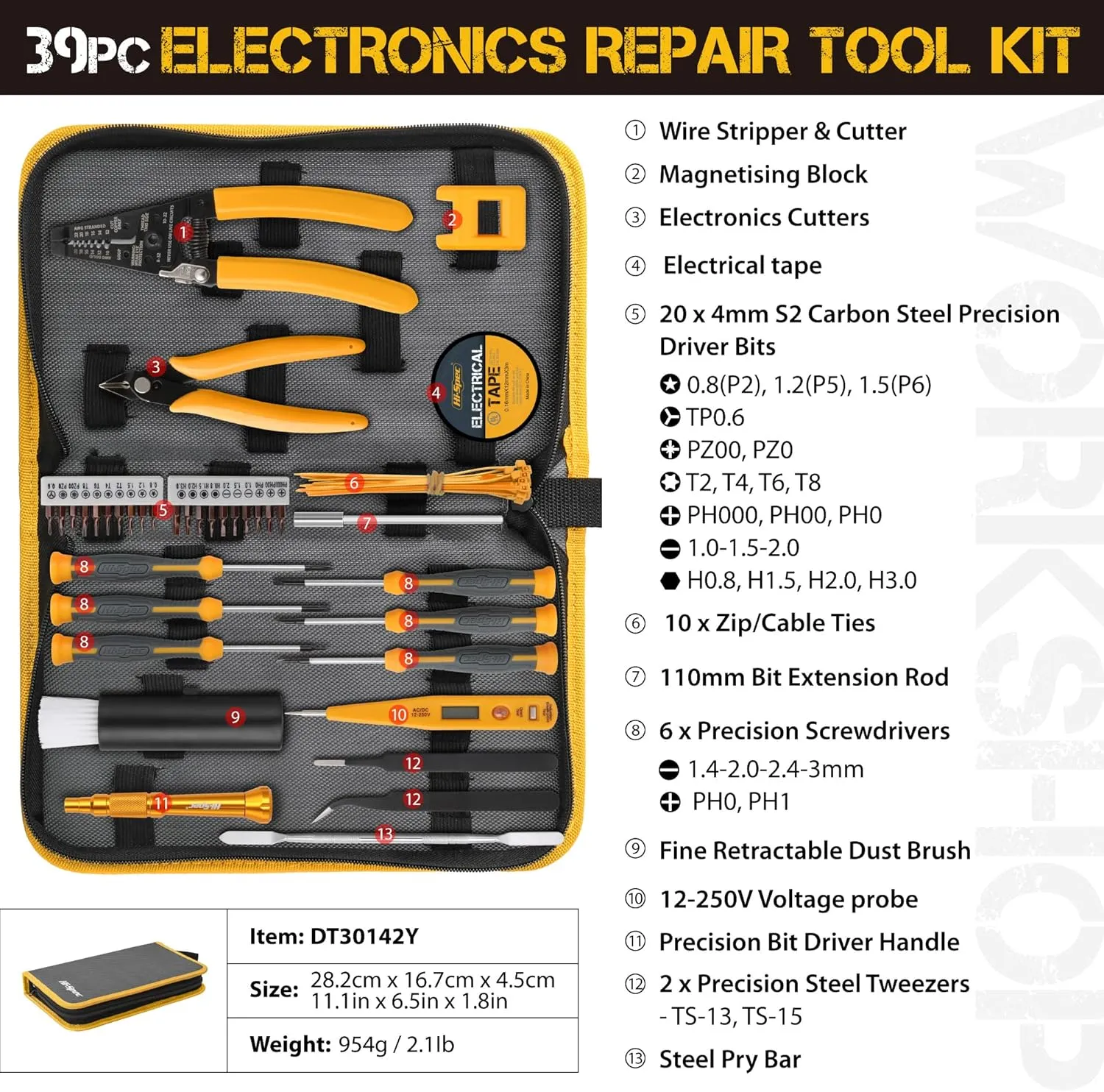 Hi-Spec 39pc Electronics Repair & Opening Tool Kit Set for Laptops, Phones, Devices, Computer & Gaming Accessories. Precision Small Screwdrivers with Pentalobe Bits for iPhones & MacBooks
