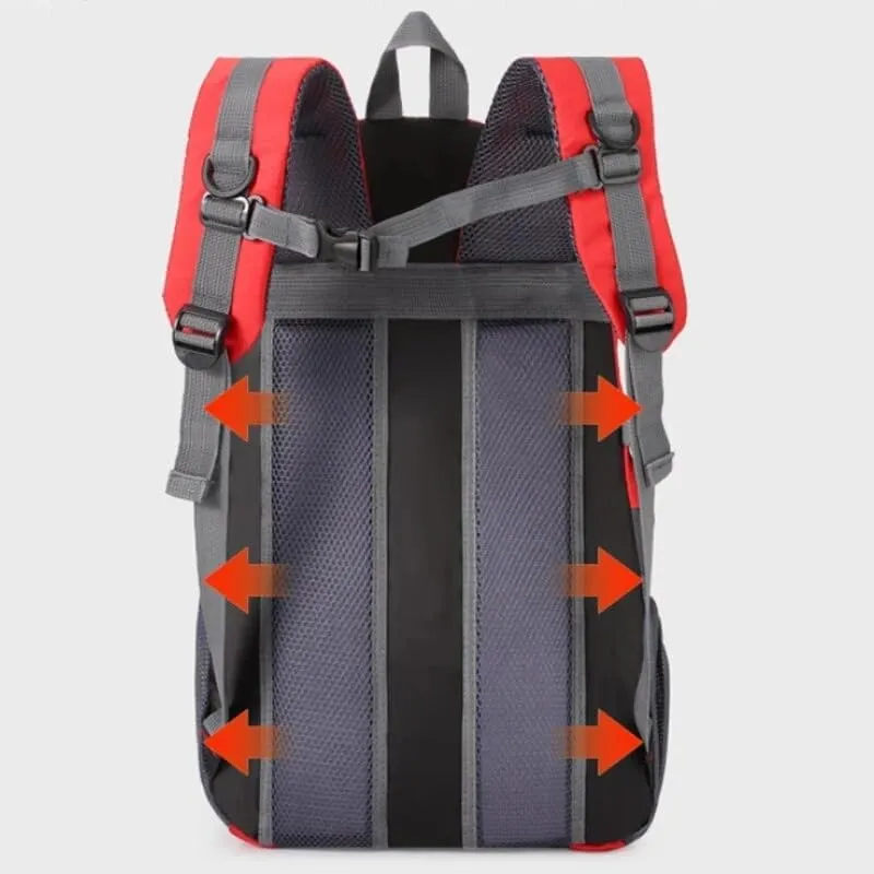 High capacity 40 Litre Mountaineering Bag Outdoor Survival Waterproof Large Capacity Travel Double Shoulder Travel Cycling (Black)