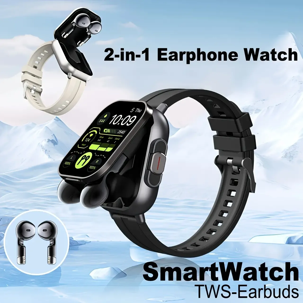 High Quality GPS Smartwatch with 2-in-1 TWS Earbuds – Bluetooth Call, Heart Rate, Blood Pressure & Health Monitoring, Music Playback, 2.01" Full Touch TFT Display, Long Battery Life, AI Voice Assistant, Ideal for Fitness & Daily Use