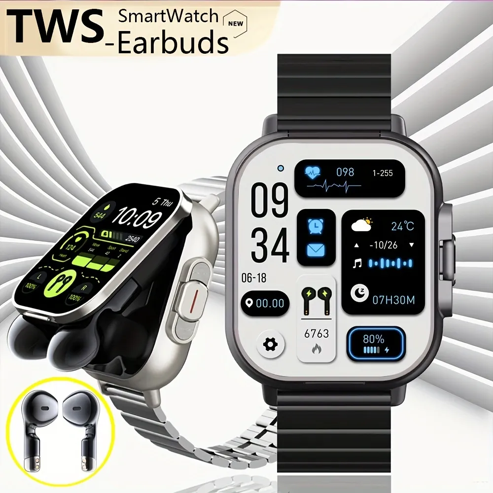 High Quality GPS Smartwatch with 2-in-1 TWS Earbuds – Bluetooth Call, Heart Rate, Blood Pressure & Health Monitoring, Music Playback, 2.01" Full Touch TFT Display, Long Battery Life, AI Voice Assistant, Ideal for Fitness & Daily Use