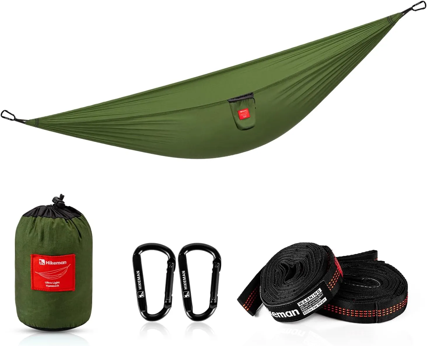 HIKEMAN Hammock for Camping Hammocks Gear for Outdoors Backpacking Survival or Travel - Portable Lightweight Nylon - Up to 440lbs(Army Green)