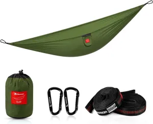HIKEMAN Hammock for Camping Hammocks Gear for Outdoors Backpacking Survival or Travel - Portable Lightweight Nylon - Up to 440lbs(Army Green)