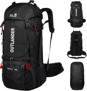 Hiking Backpack 60L Camping Backpack Light Travel Backpack for Men/Women Backpack with Shoe Compartment Rain Cover Can Hang Water Bag